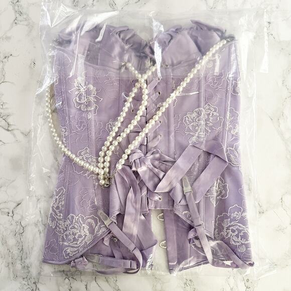Scarlett Gasque Petunia Pearl Corset Size 34D/DD & Knicker Panty Size Small NEW - Picture 8 of 12